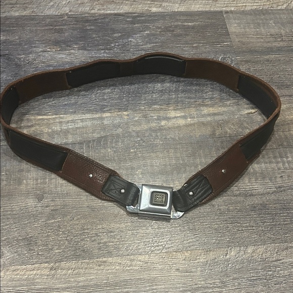 Brown and Black leather Belt seatbelt style main image 4